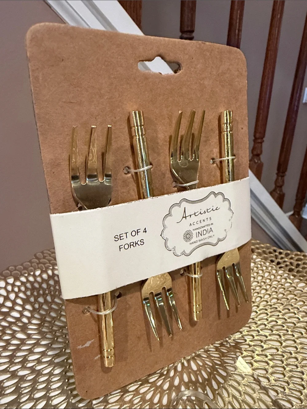 Artistic Accents Handcrafted Gold Finish Fork Set of 4